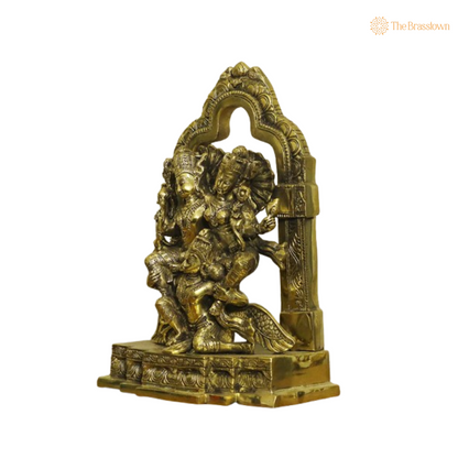 Ornate Brass Gaja Lakshmi Statue 12.5 Inch