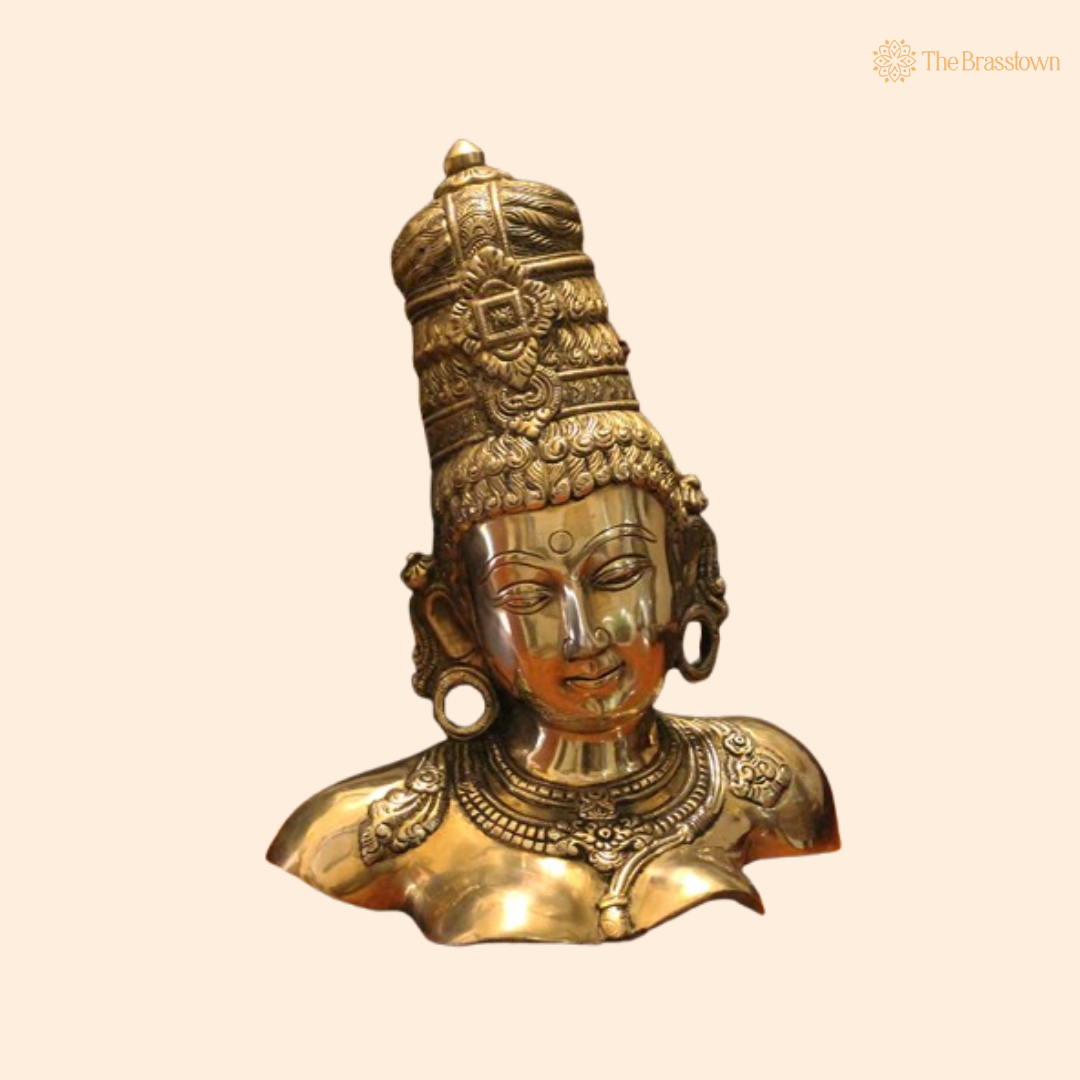Ornate Brass Goddess Bust - A Symbol of Divine Elegance and Spirituality 12 Inch