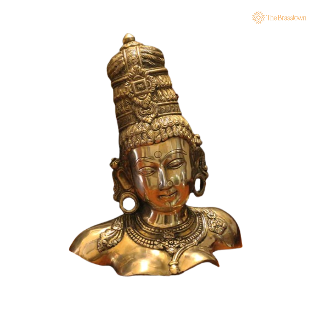 Ornate Brass Goddess Bust - A Symbol of Divine Elegance and Spirituality 12 Inch