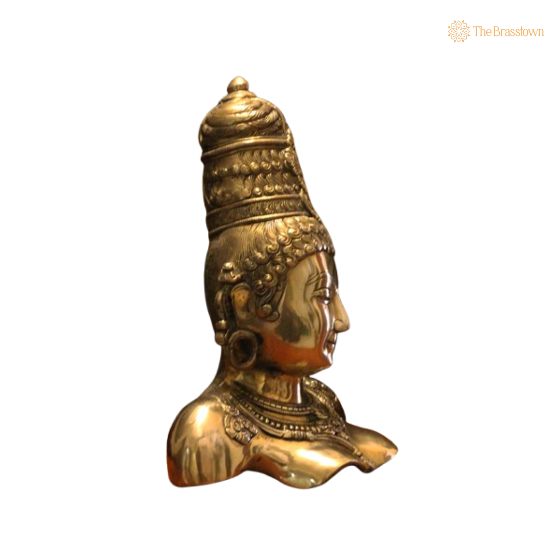 Ornate Brass Goddess Bust - A Symbol of Divine Elegance and Spirituality 12 Inch
