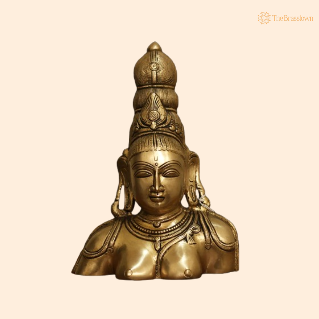 Ornate Brass Goddess Bust - A Symbol of Divine Feminine Energy 10.5 Inch