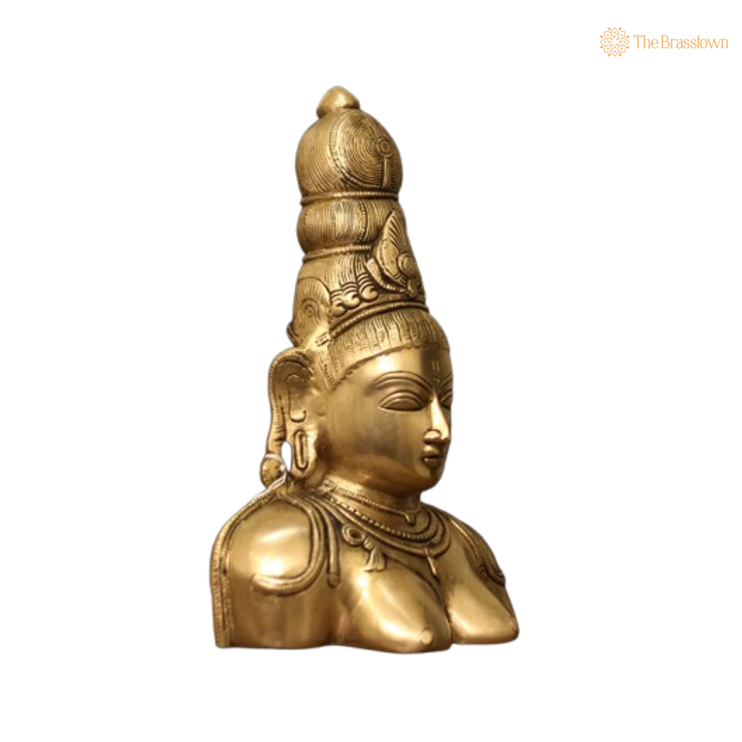 Ornate Brass Goddess Bust - A Symbol of Divine Feminine Energy 10.5 Inch