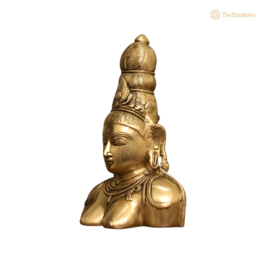 Ornate Brass Goddess Bust - A Symbol of Divine Feminine Energy 10.5 Inch