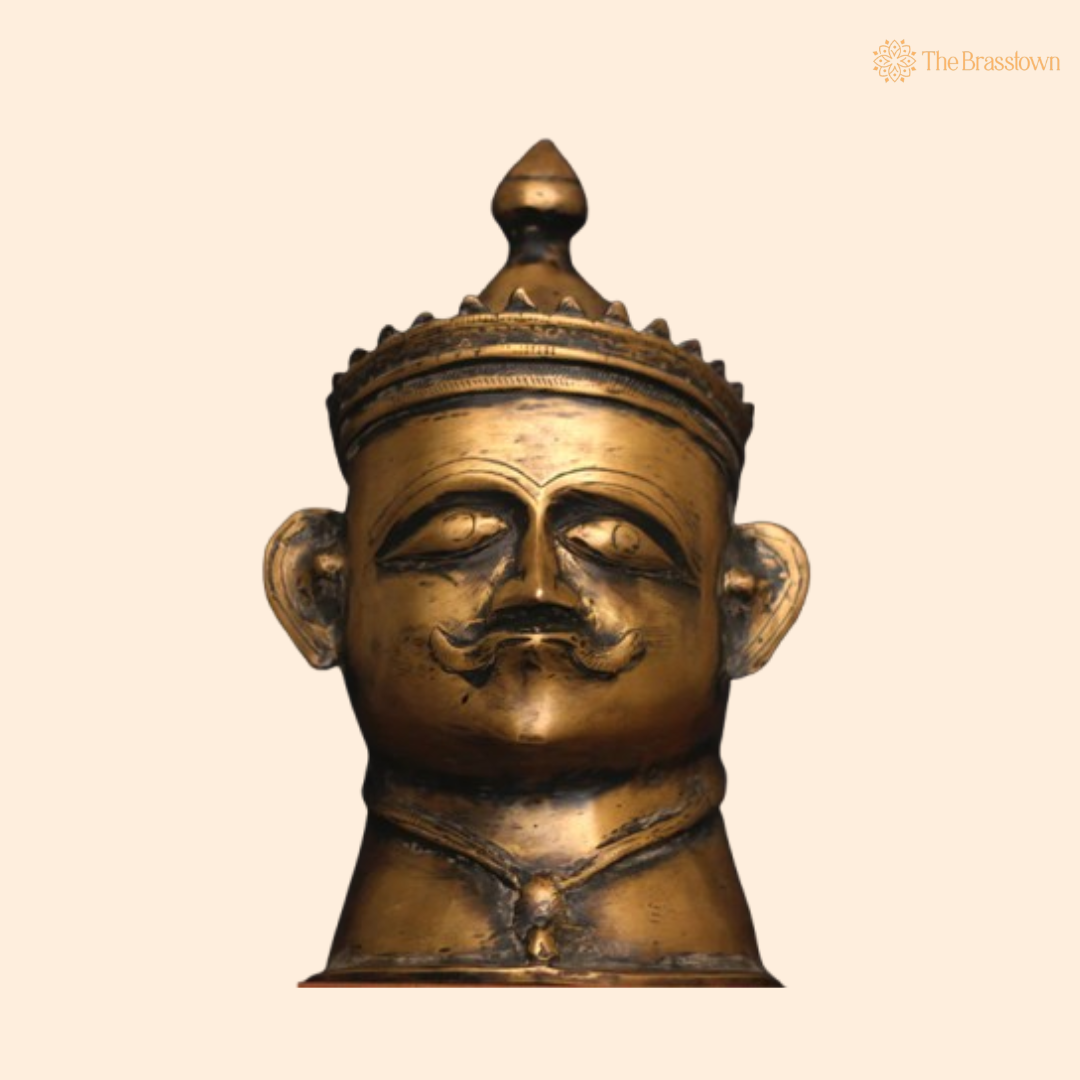 Ornate Brass Kingly Head 14 Inch