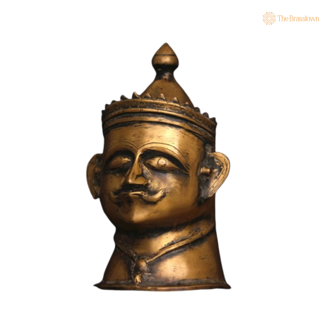 Ornate Brass Kingly Head 14 Inch