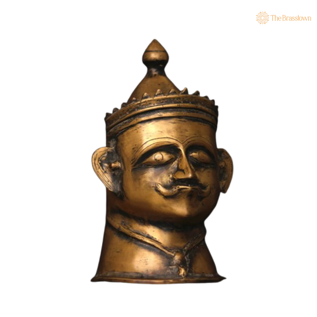 Ornate Brass Kingly Head 14 Inch