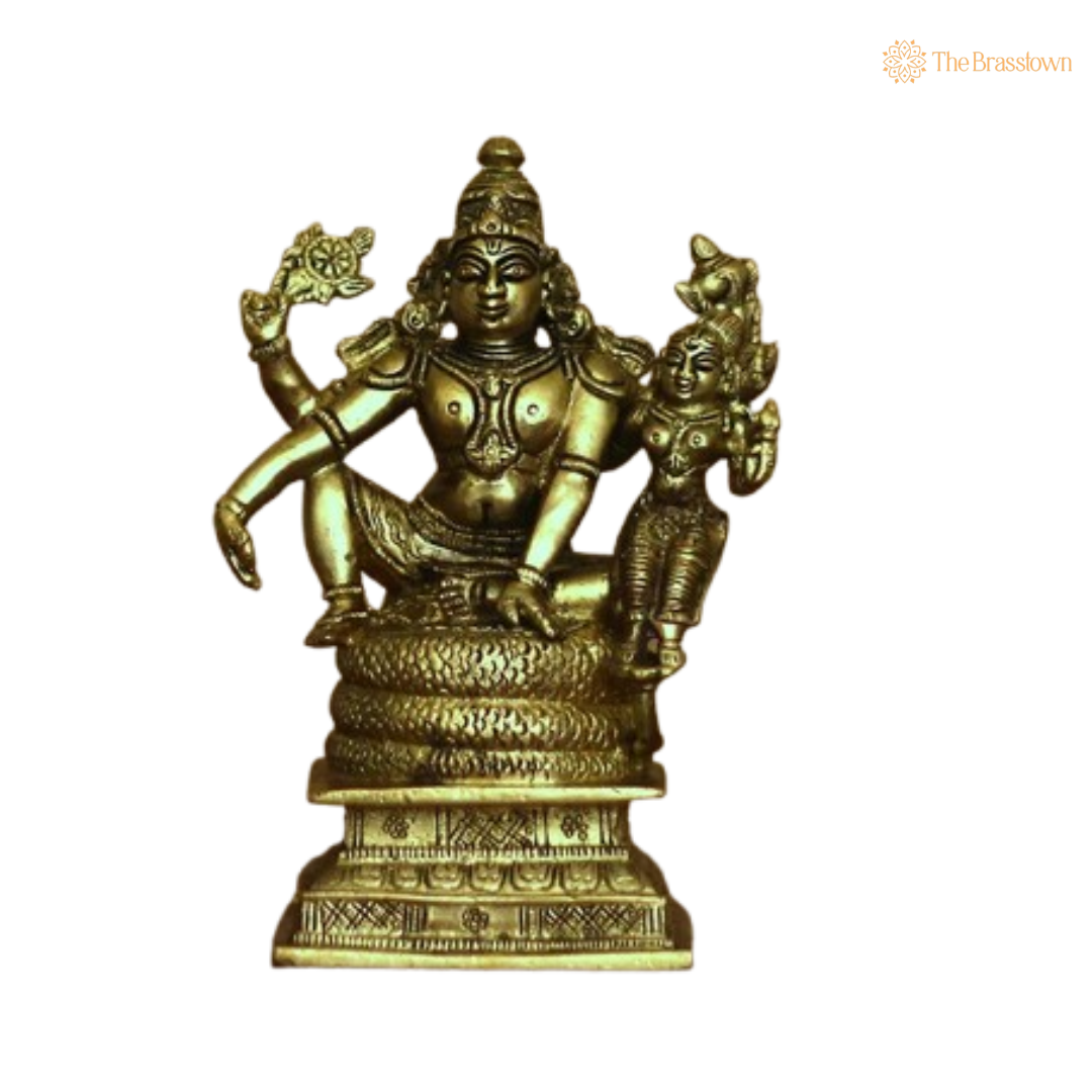 Ornate Brass Lakshmi Narayana Statue 6.5 Inch