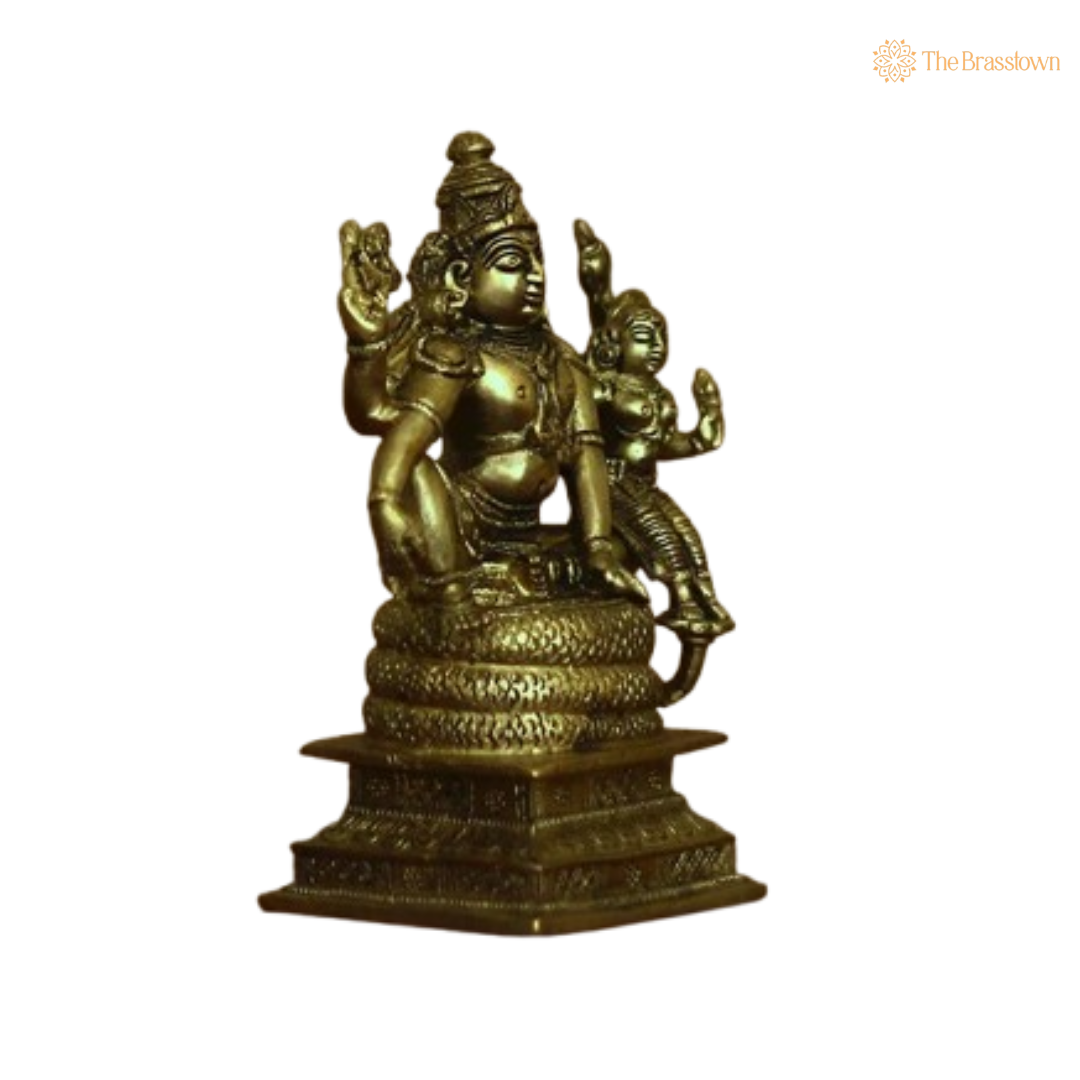 Ornate Brass Lakshmi Narayana Statue 6.5 Inch