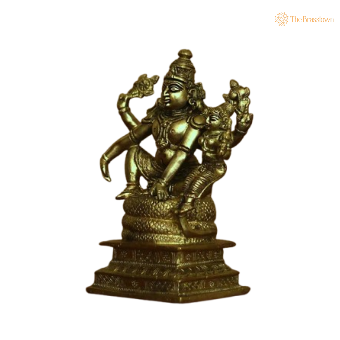 Ornate Brass Lakshmi Narayana Statue 6.5 Inch