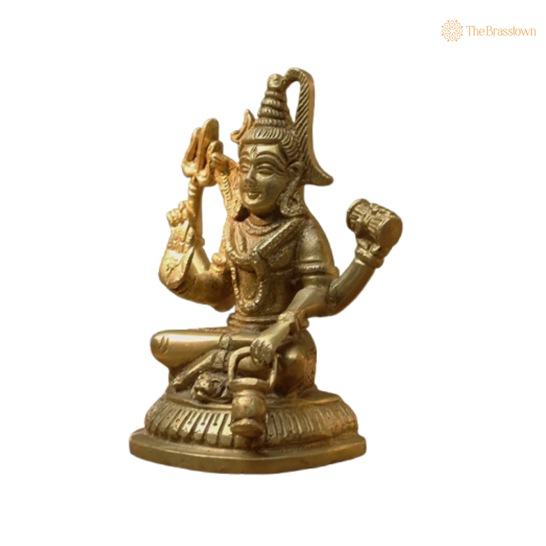 Ornate Brass Lord Shiva Statue - A Symbol of Divine Energy and Blessings 5 Inch