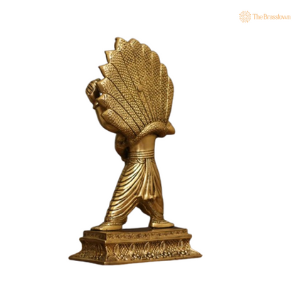 Ornate Brass Narasimha Statue - A Symbol of Divine Power and Protection 11.5 Inch
