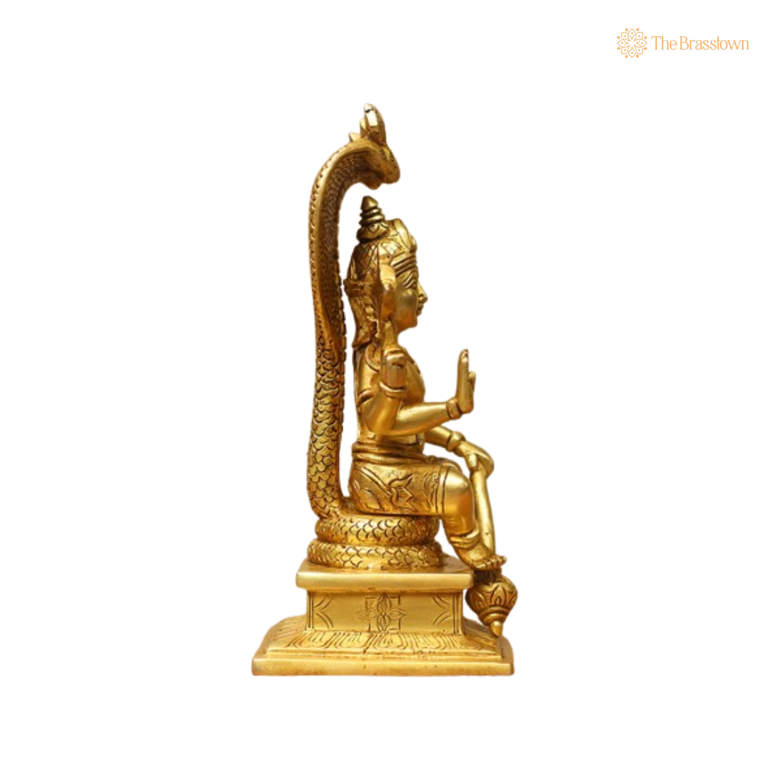 Ornate Brass Sheshashayi Vishnu Statue 10 Inch