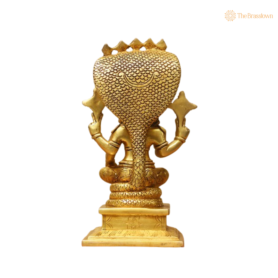 Ornate Brass Sheshashayi Vishnu Statue 10 Inch