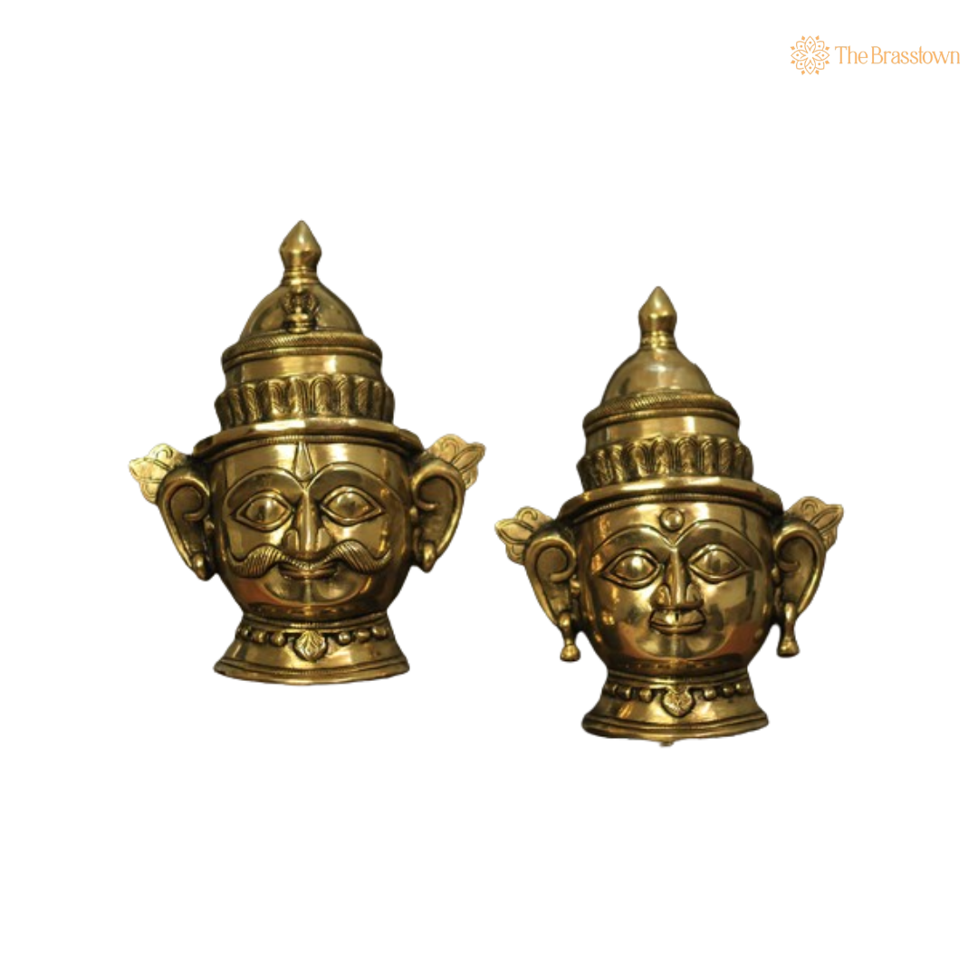 Ornate Brass Shiva and Gauri Mukhalingam Set - A Divine Symbol of Unity and Harmony 9.5 Inch