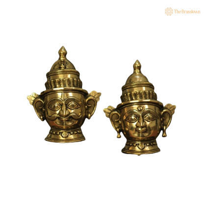 Ornate Brass Shiva and Gauri Mukhalingam Set - A Divine Symbol of Unity and Harmony 9.5 Inch