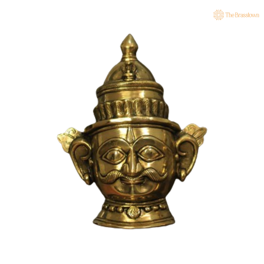 Ornate Brass Shiva and Gauri Mukhalingam Set - A Divine Symbol of Unity and Harmony 9.5 Inch