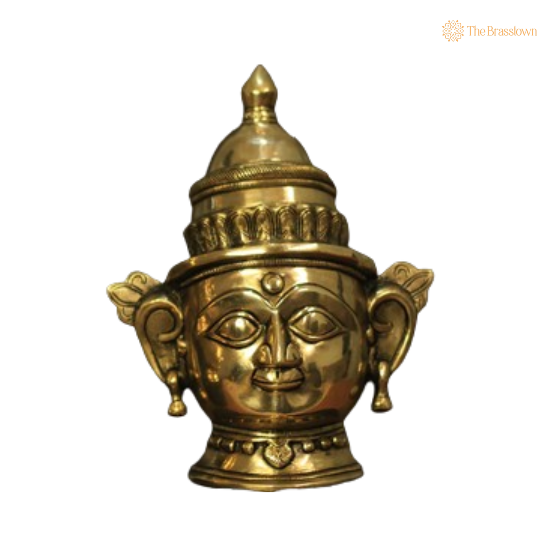 Ornate Brass Shiva and Gauri Mukhalingam Set - A Divine Symbol of Unity and Harmony 9.5 Inch