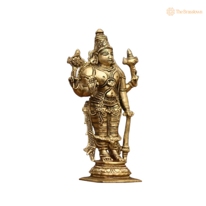 Ornate Brass Vishnu Statue - A Symbol of Divine Grace and Protection 7 Inch