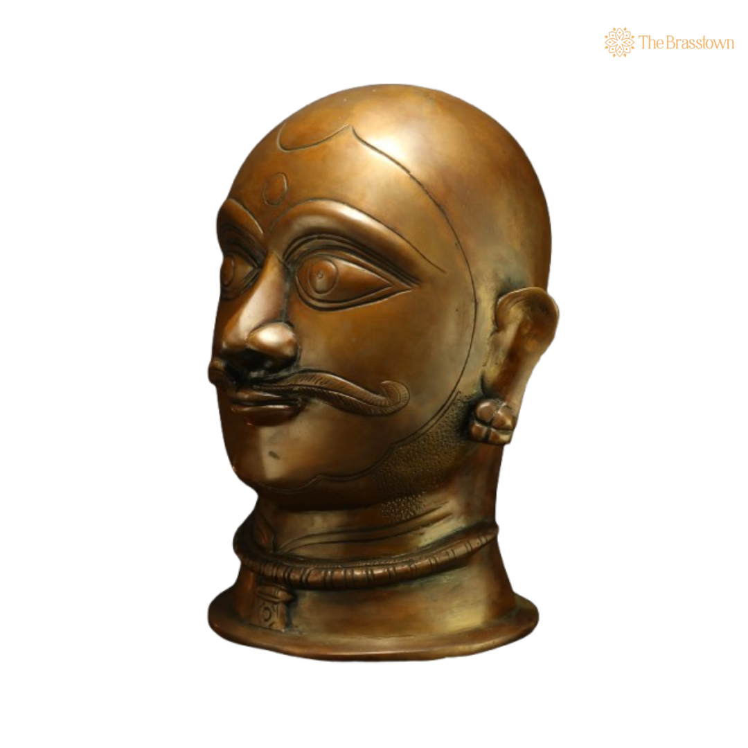 Ornate Brass Warrior Bust - A Symbol of Valor and Heritage 10.5 Inch