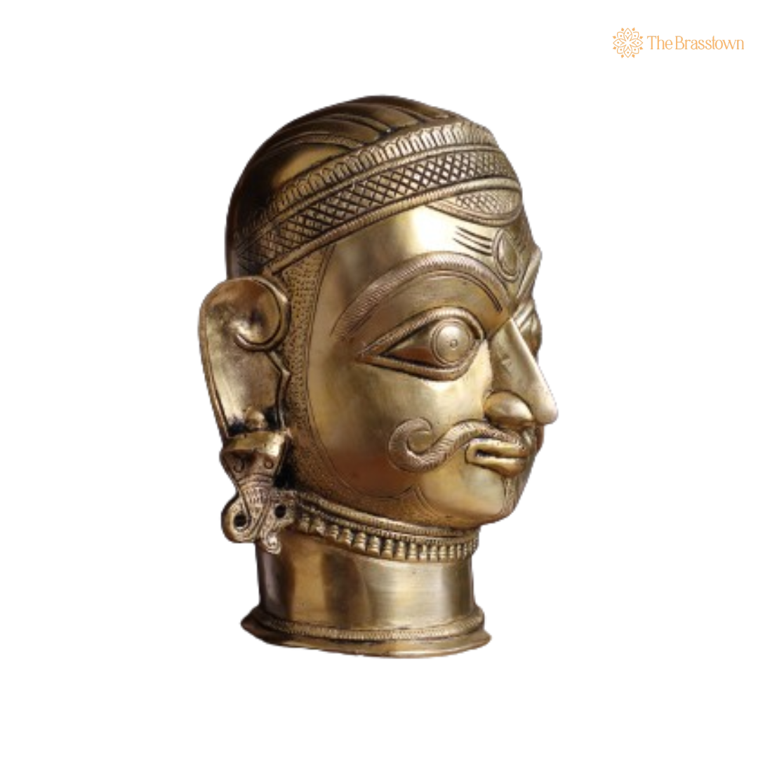Ornate Brass Warrior Head - A Tribute to Courage and Heritage 7 Inch