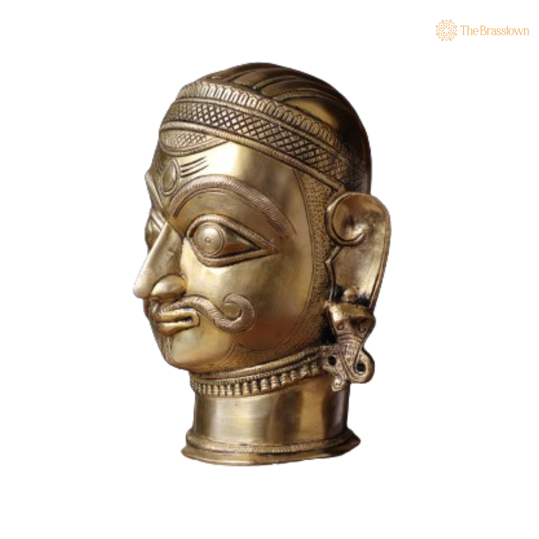 Ornate Brass Warrior Head - A Tribute to Courage and Heritage 7 Inch