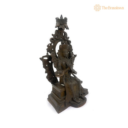 Handcrafted Brass Tibetan Manjushri Idol – Buddha Manjushri Murti, Wisdom Bodhisattva Statue for Home, Temple, Meditation 10 Inch 2