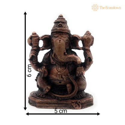 Handcrafted Copper Ganesha Idol – Lord Ganapati Vinayaka Murti for Home Temple, Pooja, Vastu &amp; Spiritual Décor 2.5 Inch 2