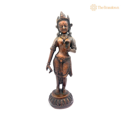 Brass Tibetan Tara Maa Idol – Handcrafted Green Tara, White Tara, Arya Tara, Tibetan Goddess Tara Murti for Pooja, Meditation 8 Inch 2