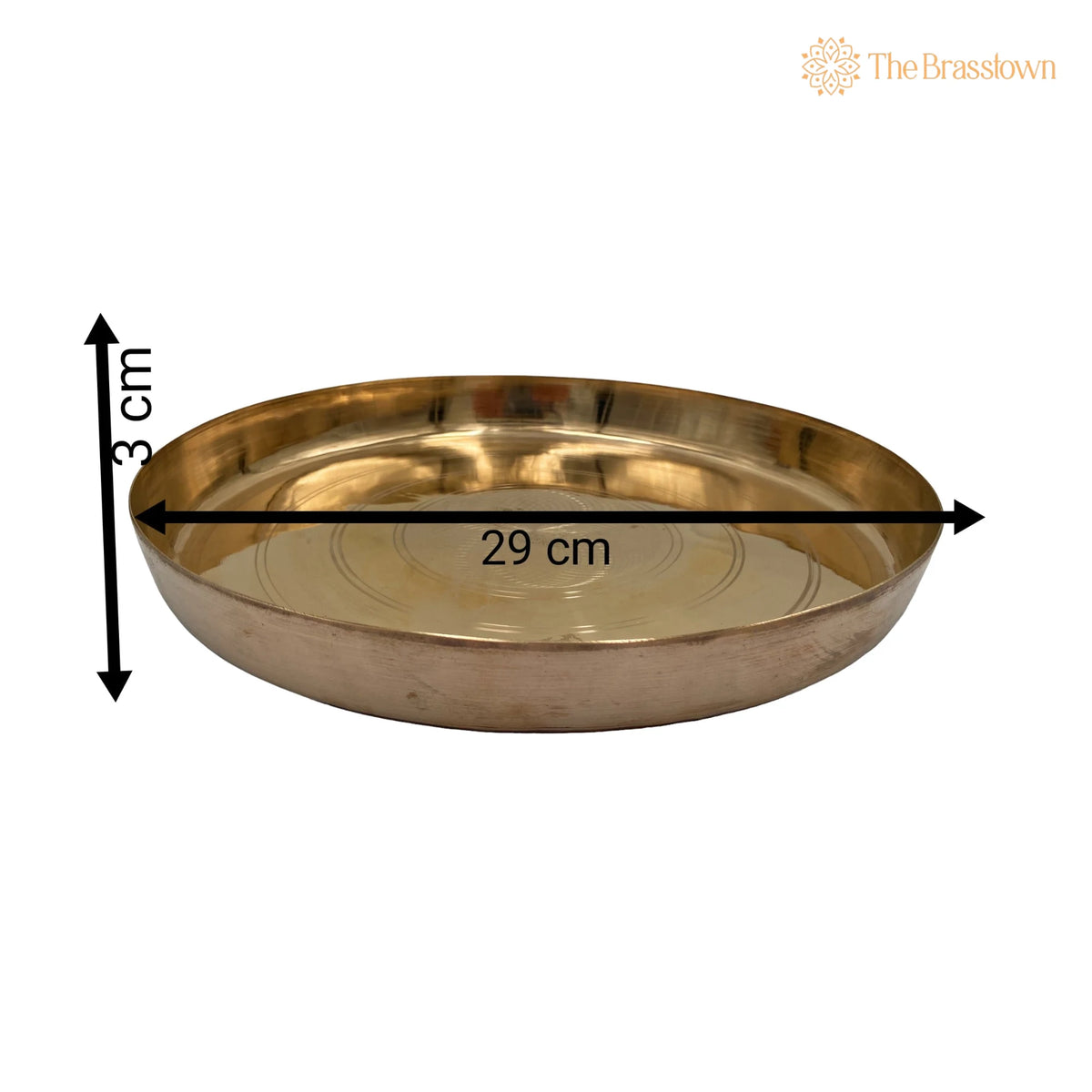 Traditional Pure Brass Dinner Plate (Peetal Thali – Handcrafted Pittala Bhojan Plate for Dining, Puja &amp; Gifting 11.42 Inch 3