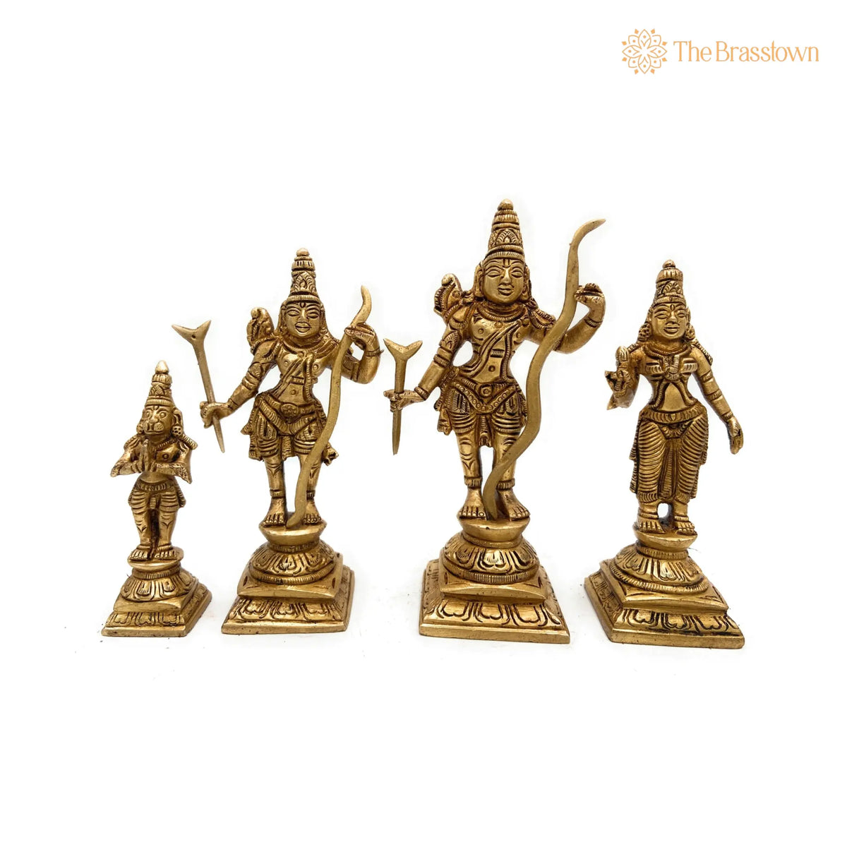 Brass Ram Darbar Idol – Handcrafted Peetal Shri Ram Parivar Murti with Sita Lakshman Hanuman, Pital Ram Sita Hanuman Statue 5.5 Inch 2