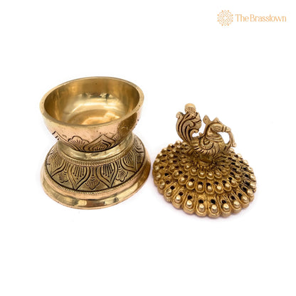 Brass Dhoop Dani – Handcrafted Peetal Sambrani Burner, Pital Agarbatti Stand, Pittal Dhoop Holder Idol, Traditional Indian Pooja Murti 7 Inch 4
