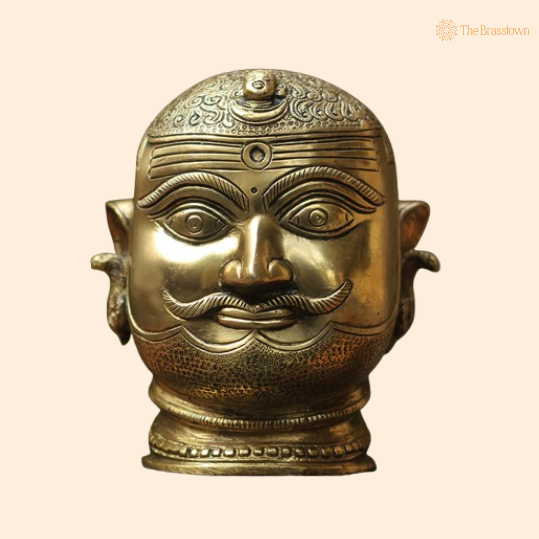 Sacred Brass Shiva Mukhlingam 6 Inch