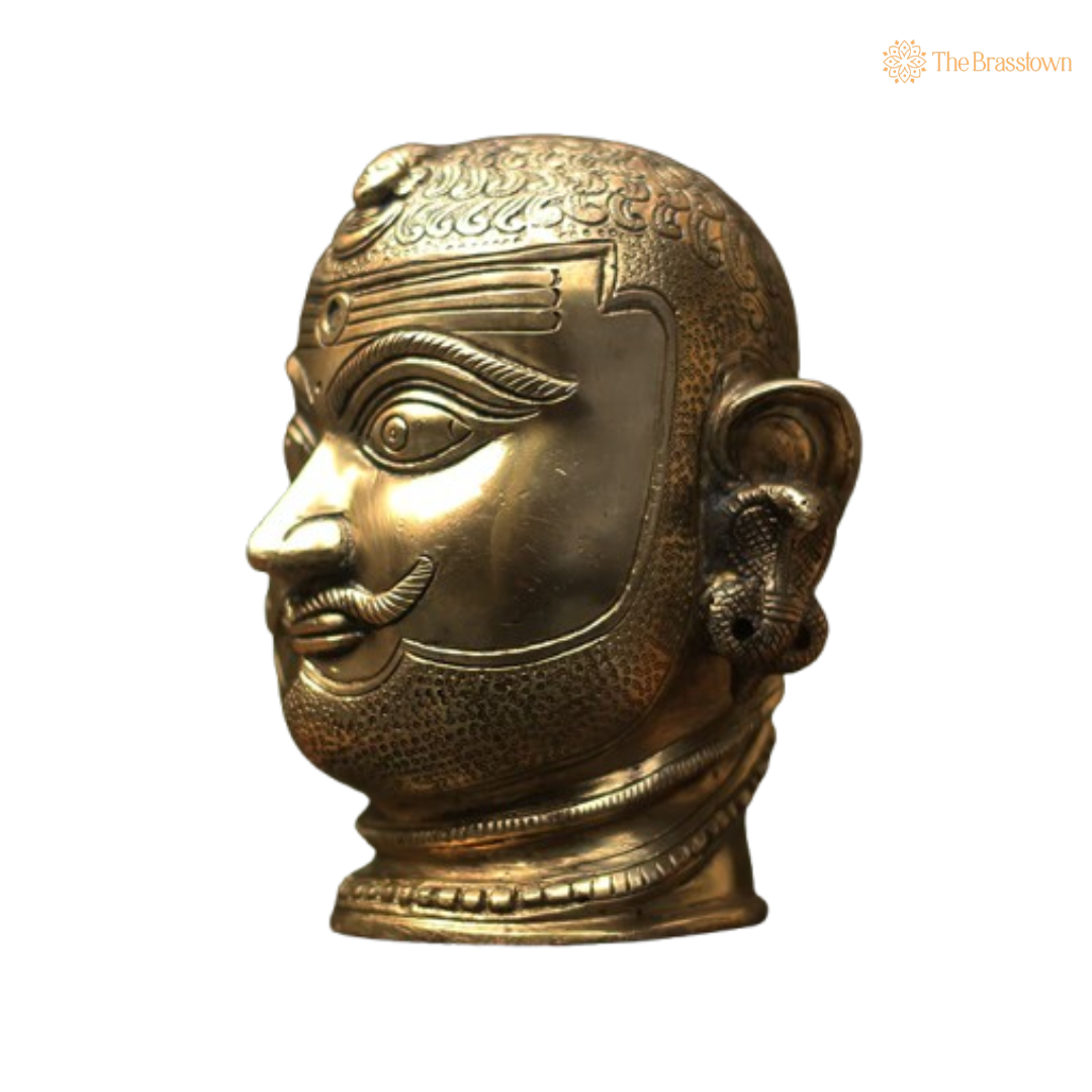Sacred Brass Shiva Mukhlingam 6 Inch