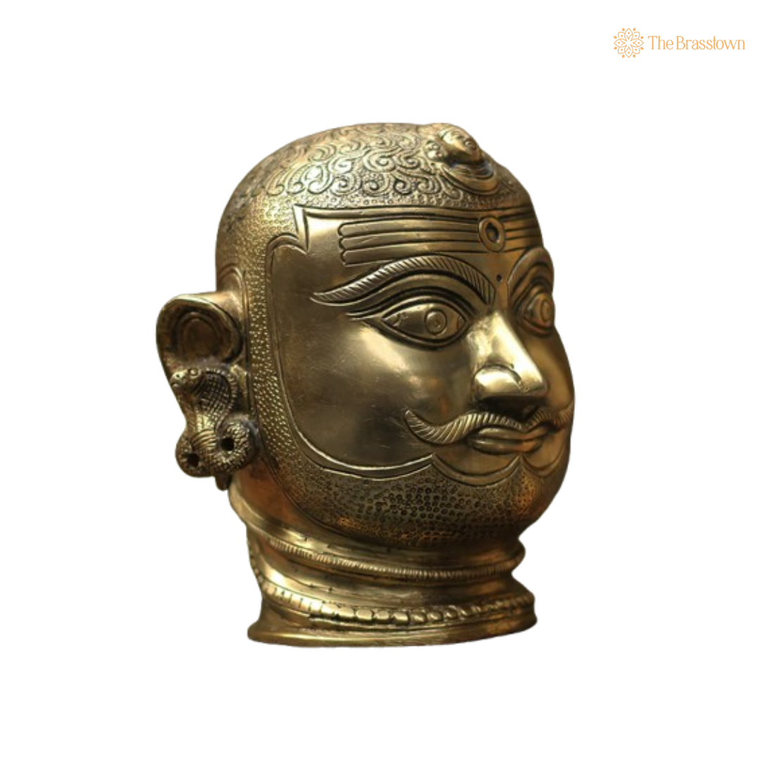 Sacred Brass Shiva Mukhlingam 6 Inch