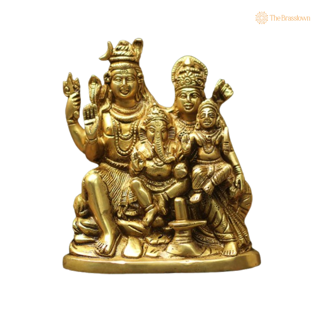 Sacred Brass Shiva Parivar Statue 8 Inch