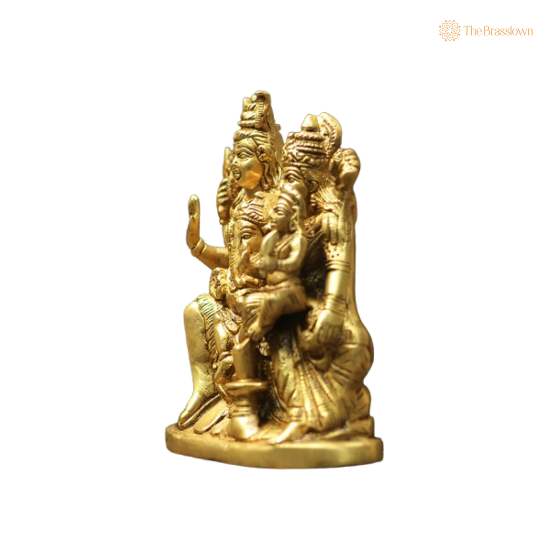 Sacred Brass Shiva Parivar Statue 8 Inch