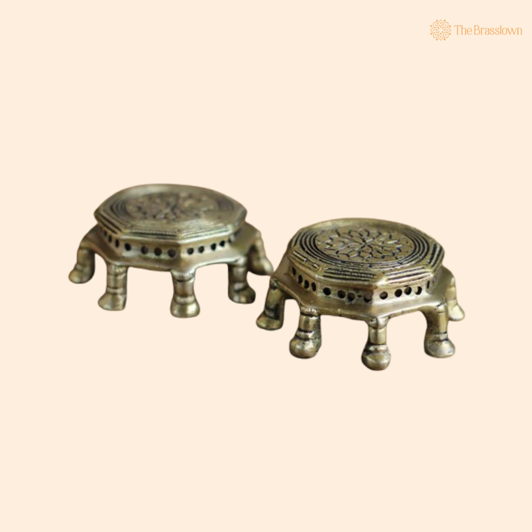 Set of Handcrafted Brass Miniature Pooja Chowkis
