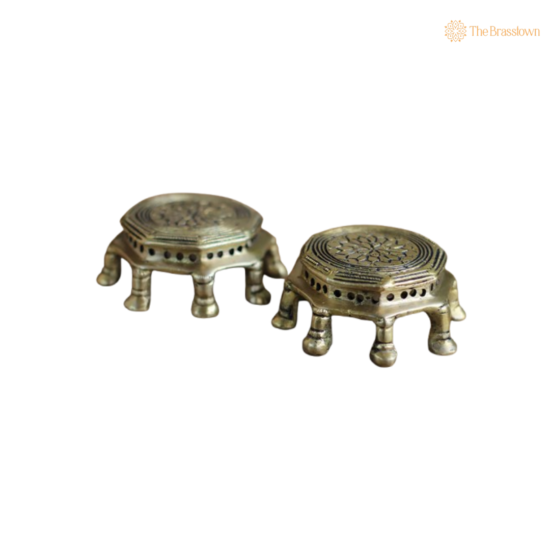 Set of Handcrafted Brass Miniature Pooja Chowkis