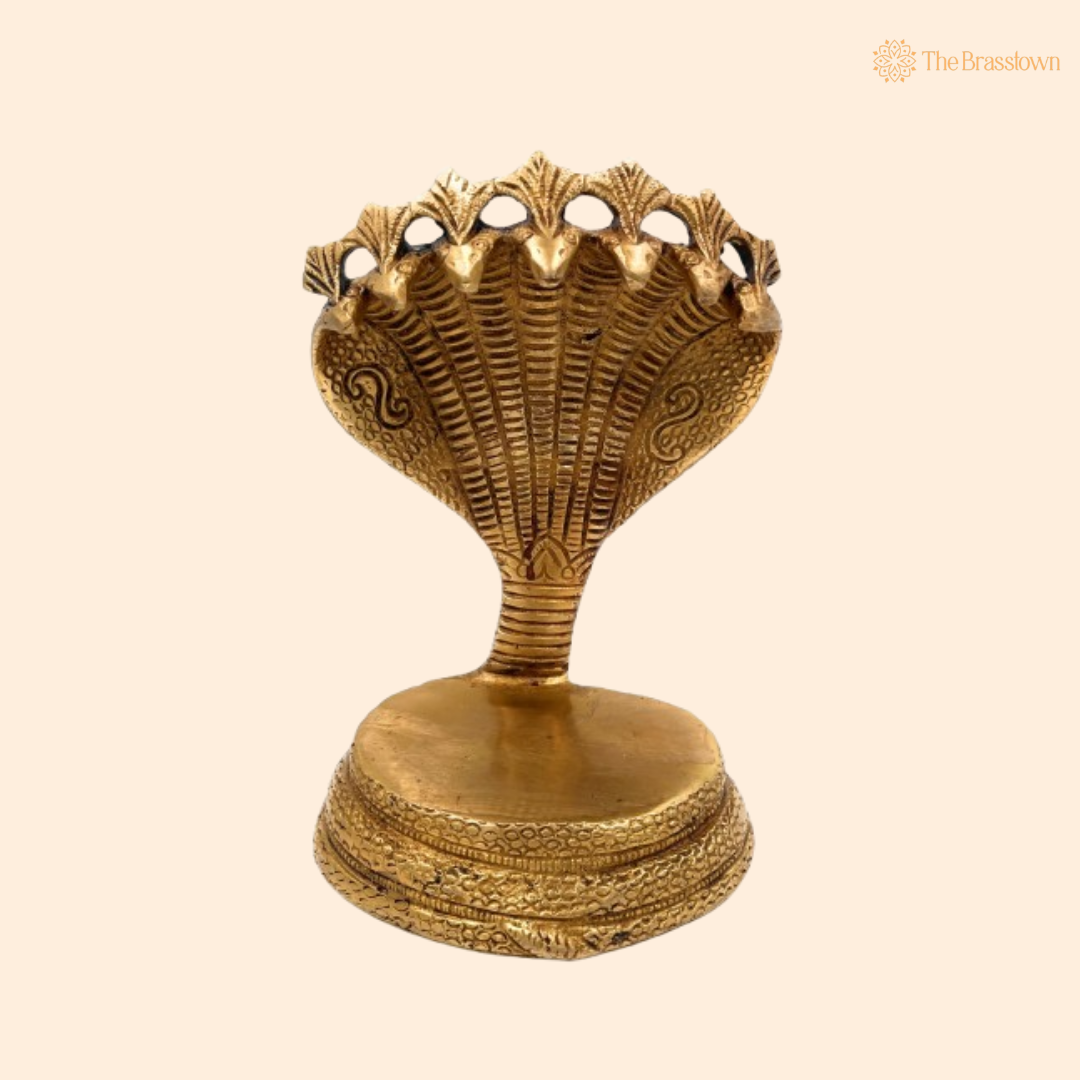 Seven-Headed Naga Brass Sculpture 7 Inch