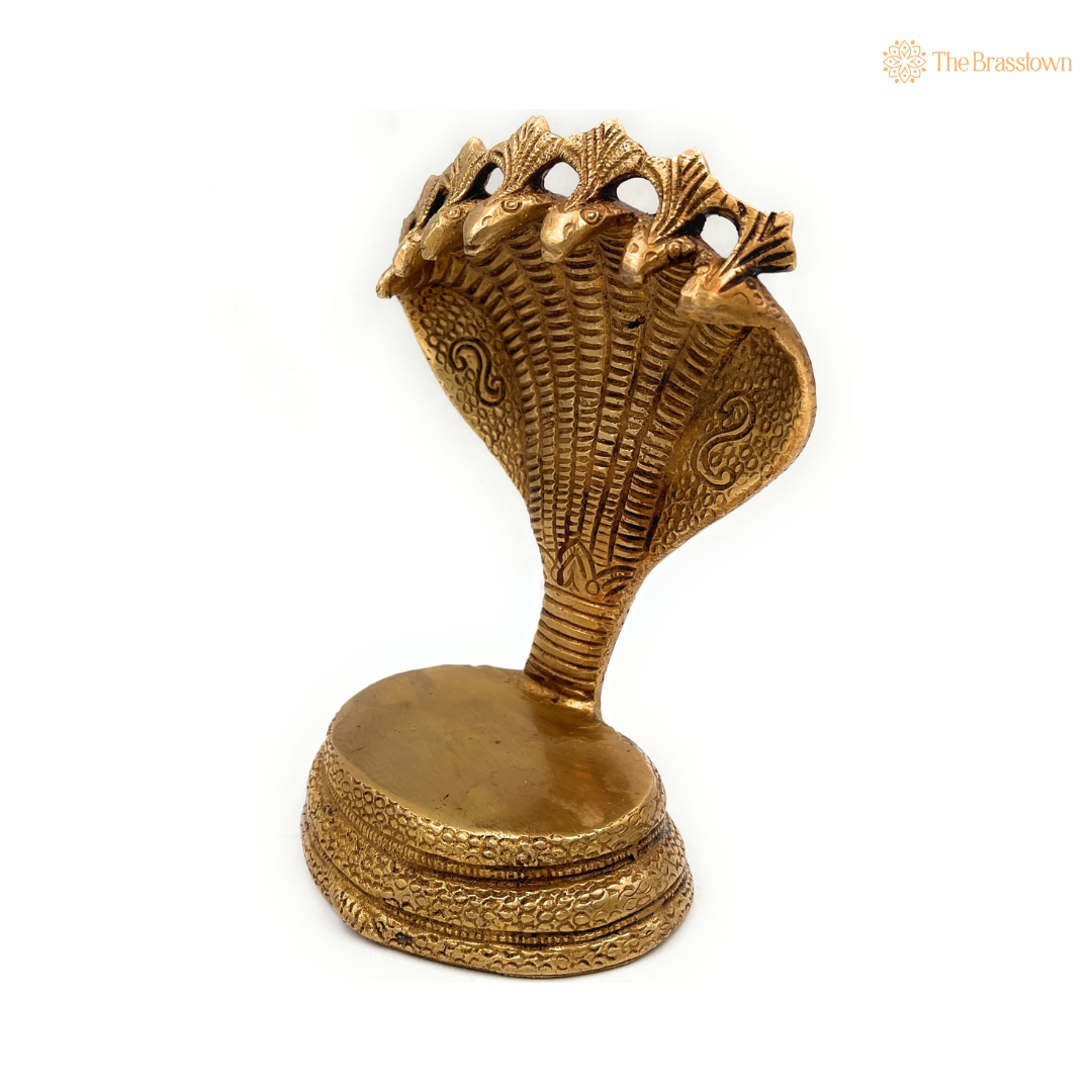 Seven-Headed Naga Brass Sculpture 7 Inch