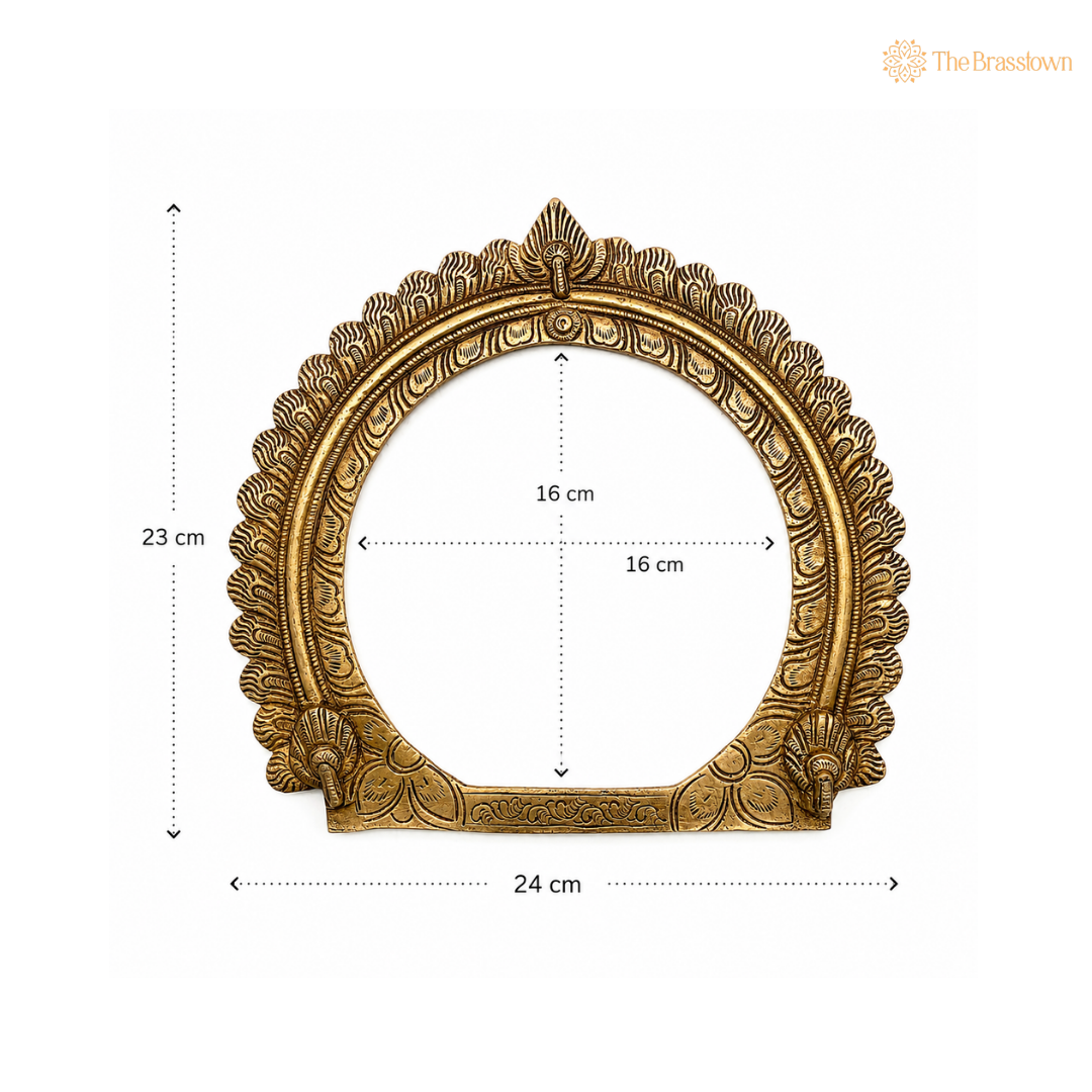 Ornate Antique Brass Circular Arch Frame 9 Inch