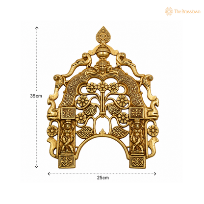 Intricately Crafted Antique Brass Temple Top Frame 14 Inch