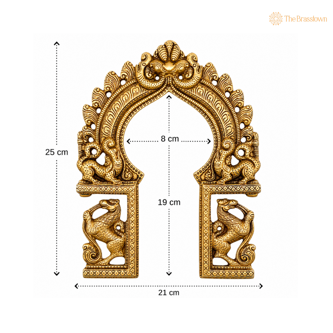 Antique Brass Peacock Temple Arch Frame 10 Inch