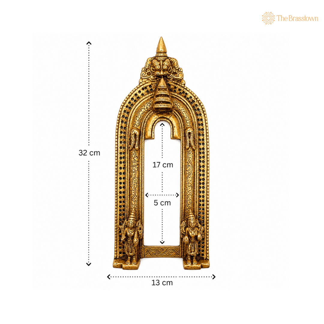 Traditional Antique Brass Temple Arch Frame 13 Inch