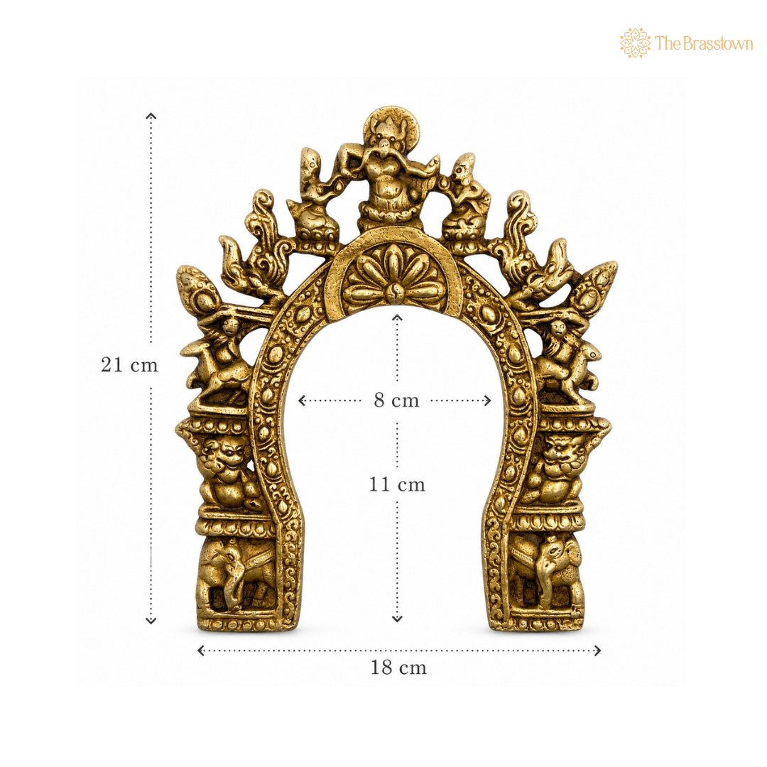 Intricate Antique Brass Arch with Divine Figures 8.5 Inch
