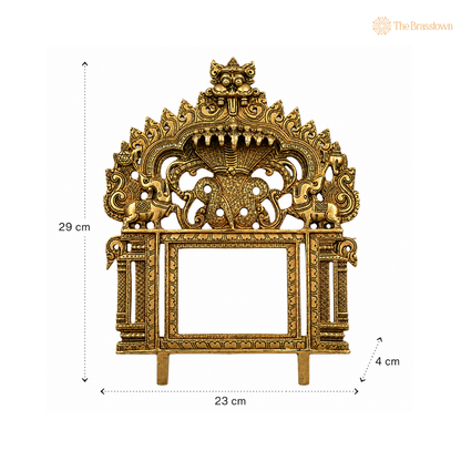 Antique Brass Temple Arch Frame with Mythical Motifs 11.5 Inch