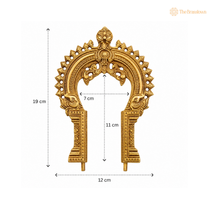 Antique Brass Arch with Intricate Peacock Design 7.5 Inch