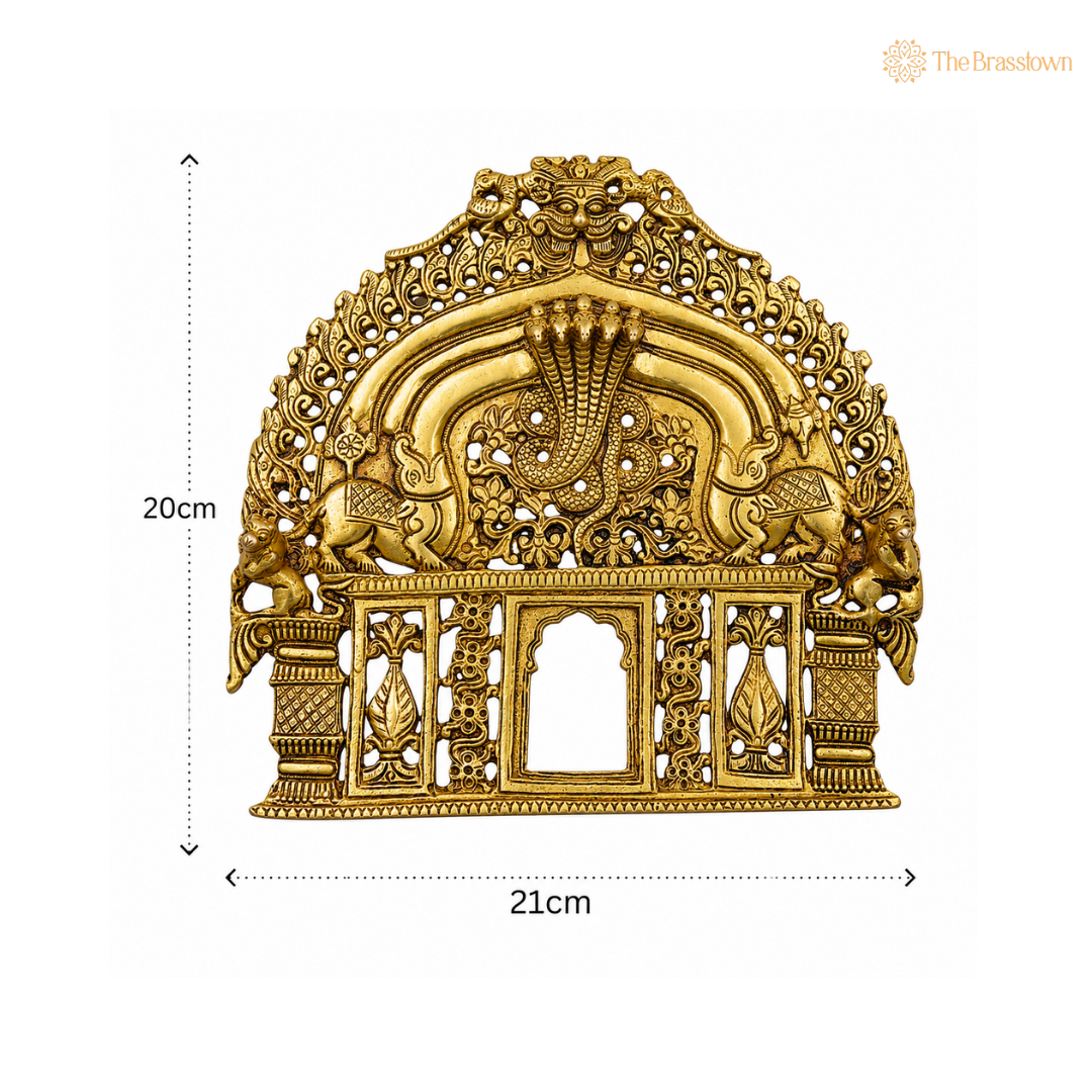 Ornate Brass Arch Frame with Mythological Motifs 8 Inch