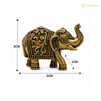 Brass Elephant Pair Showpiece – Decorative Elephant Figurines for Home, Office &amp; Table Décor 1 Inch
