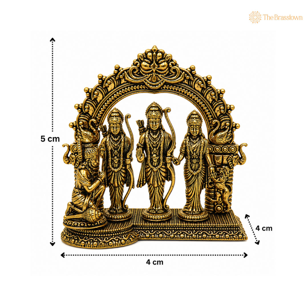 Handcrafted Brass Ram Darbar Murti – Divine Ram Parivar Murti for Puja &amp; Home Mandir 4 Inch